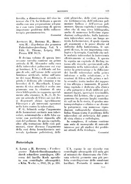 Rivista di patologia e clinica della tubercolosi organo ufficiale della Società italiana fascista di studi scientifici sulla tubercolosi