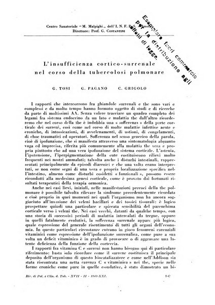 Rivista di patologia e clinica della tubercolosi organo ufficiale della Società italiana fascista di studi scientifici sulla tubercolosi