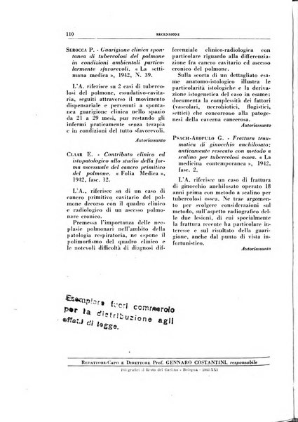 Rivista di patologia e clinica della tubercolosi organo ufficiale della Società italiana fascista di studi scientifici sulla tubercolosi