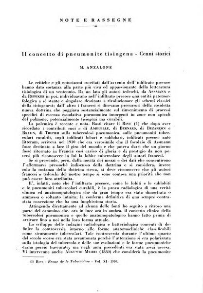 Rivista di patologia e clinica della tubercolosi organo ufficiale della Società italiana fascista di studi scientifici sulla tubercolosi