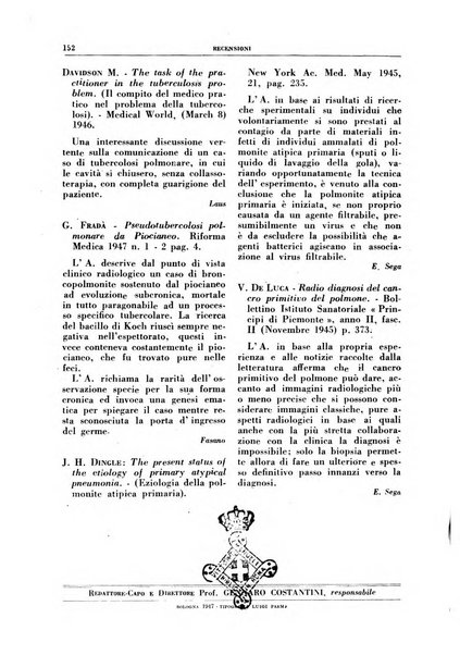 Rivista di patologia e clinica della tubercolosi organo ufficiale della Società italiana fascista di studi scientifici sulla tubercolosi