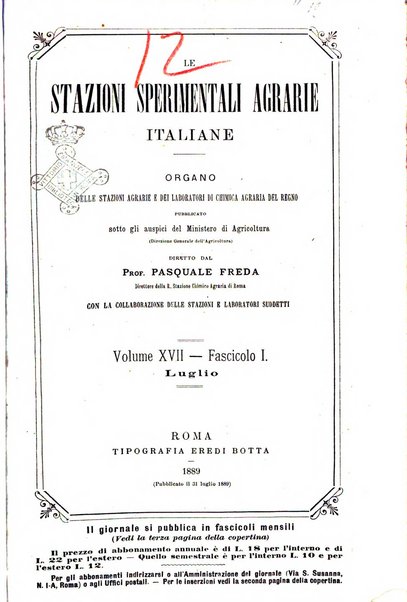 Le stazioni sperimentali agrarie italiane organo delle stazioni agrarie e dei laboratori di chimica agraria del Regno