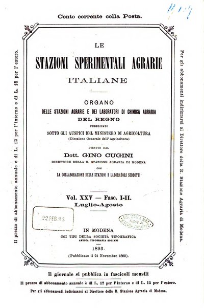 Le stazioni sperimentali agrarie italiane organo delle stazioni agrarie e dei laboratori di chimica agraria del Regno