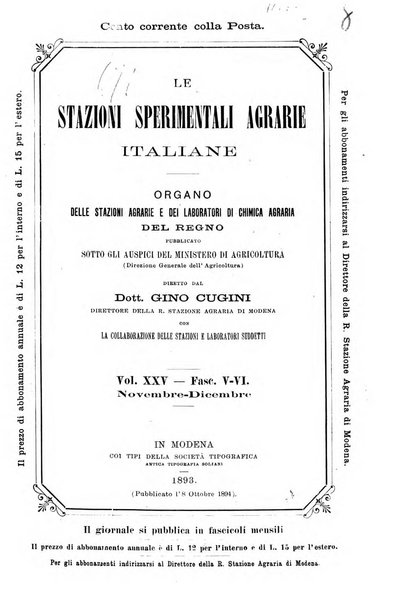 Le stazioni sperimentali agrarie italiane organo delle stazioni agrarie e dei laboratori di chimica agraria del Regno