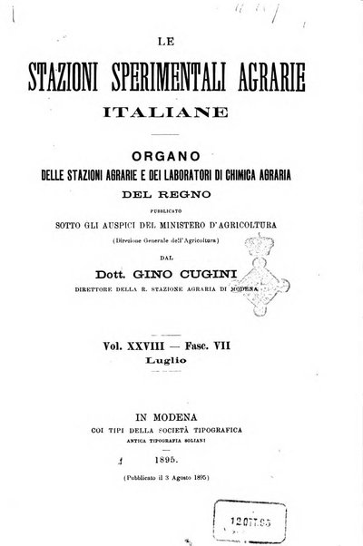 Le stazioni sperimentali agrarie italiane organo delle stazioni agrarie e dei laboratori di chimica agraria del Regno