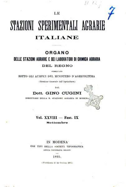 Le stazioni sperimentali agrarie italiane organo delle stazioni agrarie e dei laboratori di chimica agraria del Regno