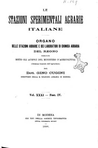 Le stazioni sperimentali agrarie italiane organo delle stazioni agrarie e dei laboratori di chimica agraria del Regno