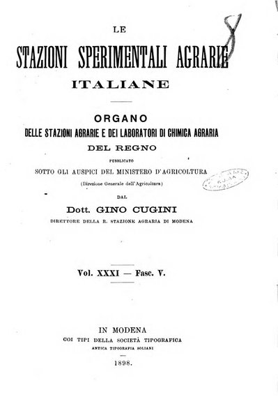 Le stazioni sperimentali agrarie italiane organo delle stazioni agrarie e dei laboratori di chimica agraria del Regno