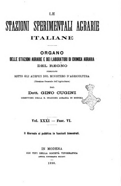 Le stazioni sperimentali agrarie italiane organo delle stazioni agrarie e dei laboratori di chimica agraria del Regno