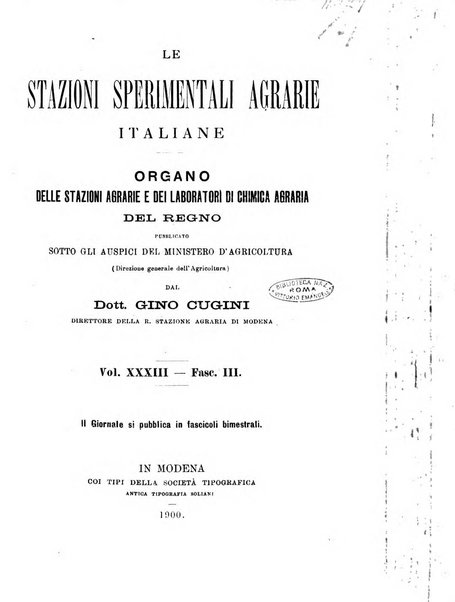 Le stazioni sperimentali agrarie italiane organo delle stazioni agrarie e dei laboratori di chimica agraria del Regno