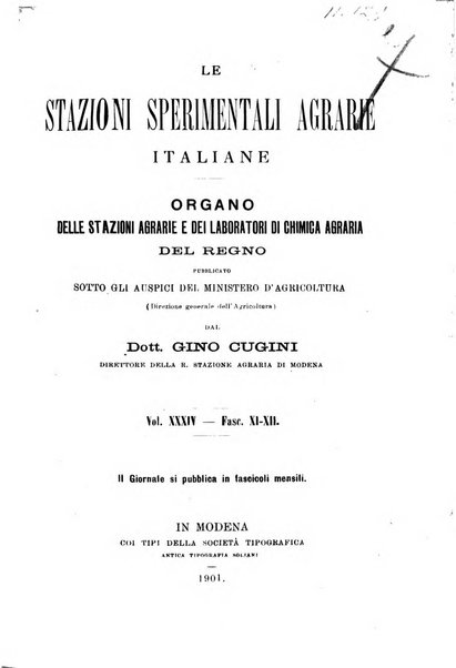 Le stazioni sperimentali agrarie italiane organo delle stazioni agrarie e dei laboratori di chimica agraria del Regno