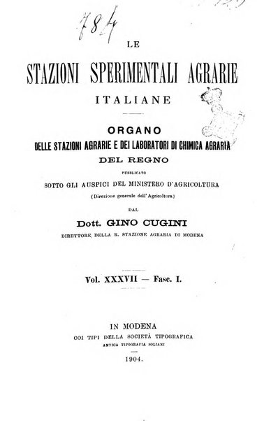 Le stazioni sperimentali agrarie italiane organo delle stazioni agrarie e dei laboratori di chimica agraria del Regno