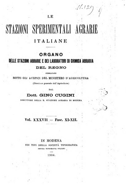 Le stazioni sperimentali agrarie italiane organo delle stazioni agrarie e dei laboratori di chimica agraria del Regno