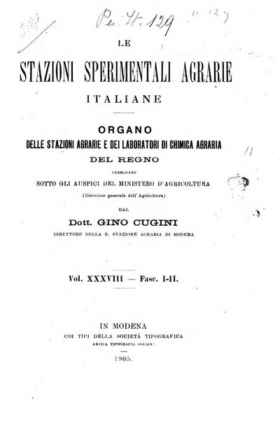 Le stazioni sperimentali agrarie italiane organo delle stazioni agrarie e dei laboratori di chimica agraria del Regno