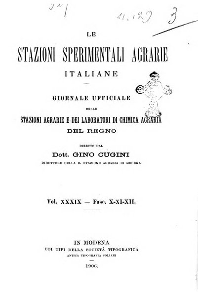 Le stazioni sperimentali agrarie italiane organo delle stazioni agrarie e dei laboratori di chimica agraria del Regno