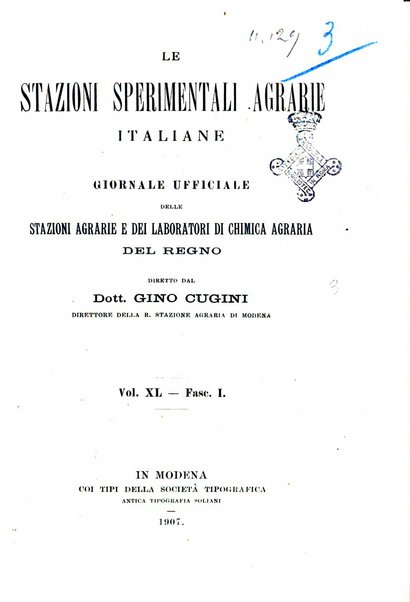 Le stazioni sperimentali agrarie italiane organo delle stazioni agrarie e dei laboratori di chimica agraria del Regno