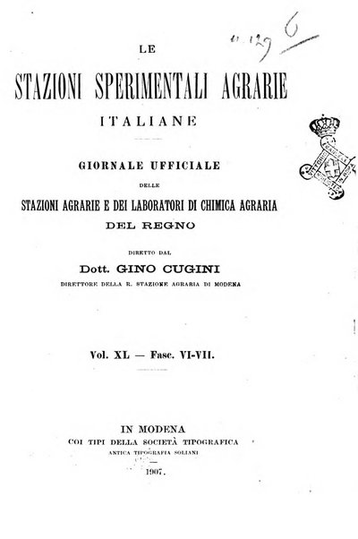 Le stazioni sperimentali agrarie italiane organo delle stazioni agrarie e dei laboratori di chimica agraria del Regno