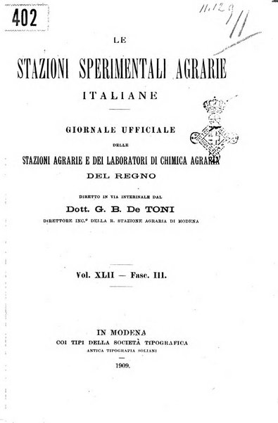 Le stazioni sperimentali agrarie italiane organo delle stazioni agrarie e dei laboratori di chimica agraria del Regno