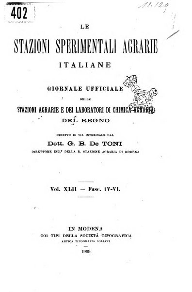 Le stazioni sperimentali agrarie italiane organo delle stazioni agrarie e dei laboratori di chimica agraria del Regno