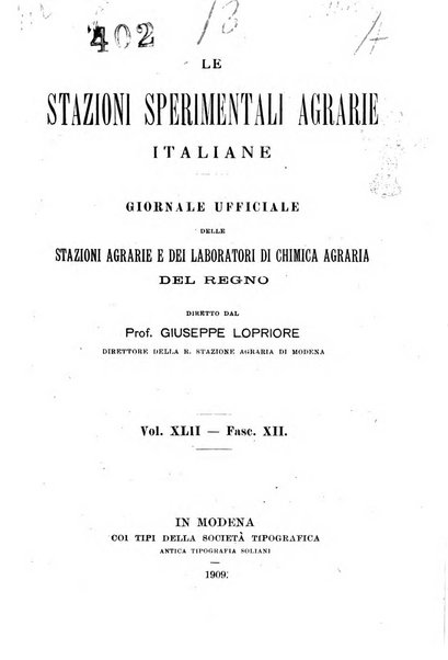 Le stazioni sperimentali agrarie italiane organo delle stazioni agrarie e dei laboratori di chimica agraria del Regno