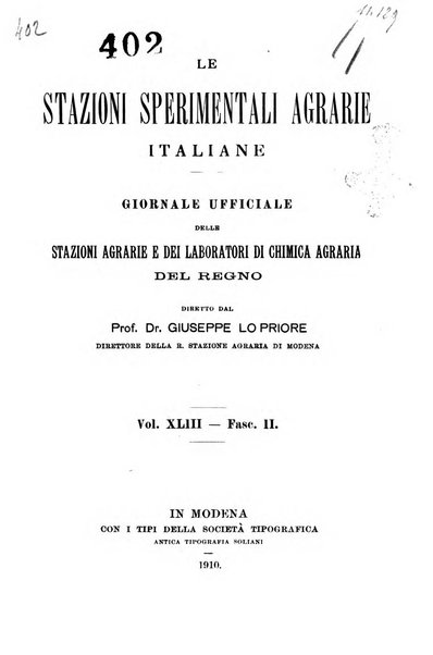 Le stazioni sperimentali agrarie italiane organo delle stazioni agrarie e dei laboratori di chimica agraria del Regno