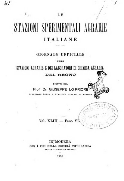 Le stazioni sperimentali agrarie italiane organo delle stazioni agrarie e dei laboratori di chimica agraria del Regno