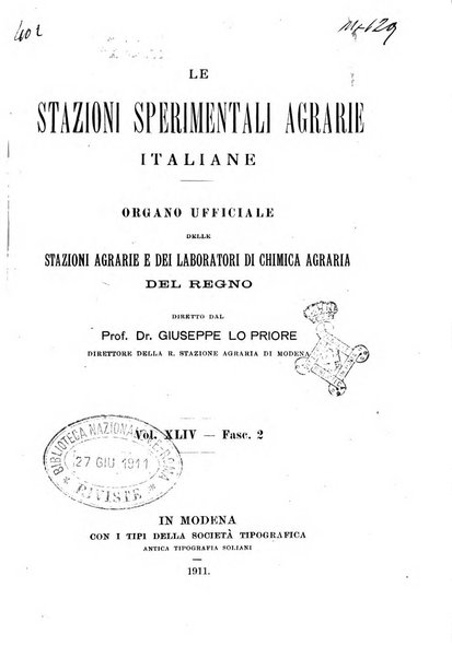 Le stazioni sperimentali agrarie italiane organo delle stazioni agrarie e dei laboratori di chimica agraria del Regno