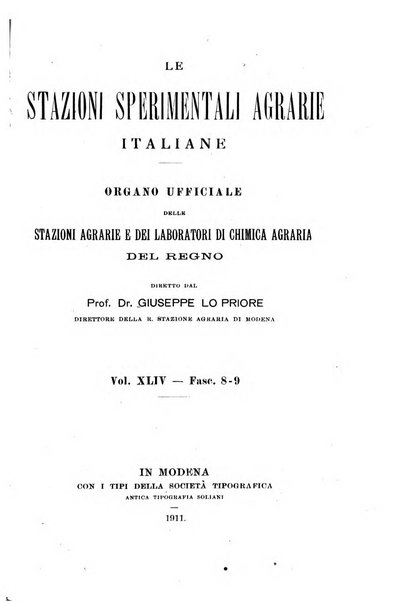 Le stazioni sperimentali agrarie italiane organo delle stazioni agrarie e dei laboratori di chimica agraria del Regno