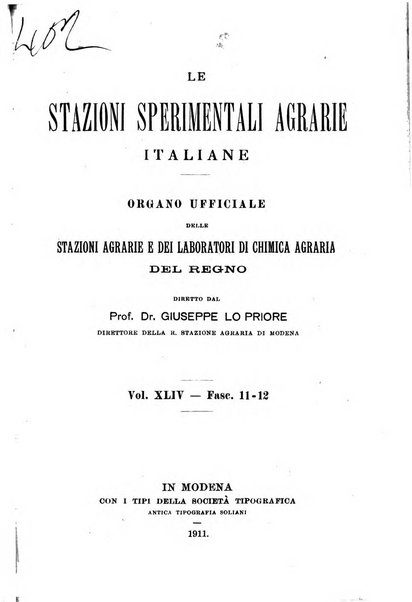 Le stazioni sperimentali agrarie italiane organo delle stazioni agrarie e dei laboratori di chimica agraria del Regno