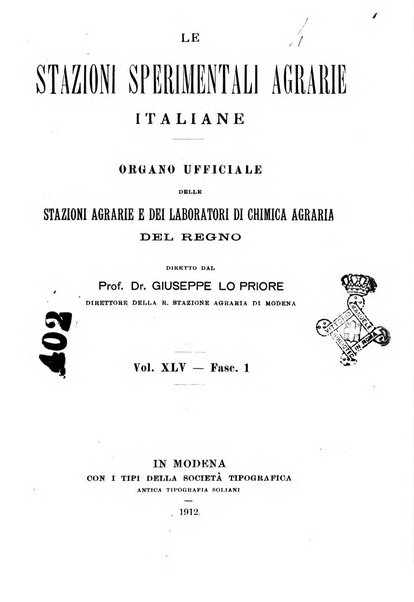 Le stazioni sperimentali agrarie italiane organo delle stazioni agrarie e dei laboratori di chimica agraria del Regno