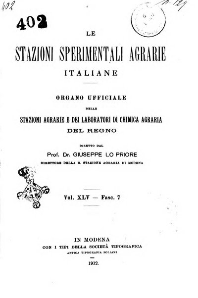 Le stazioni sperimentali agrarie italiane organo delle stazioni agrarie e dei laboratori di chimica agraria del Regno