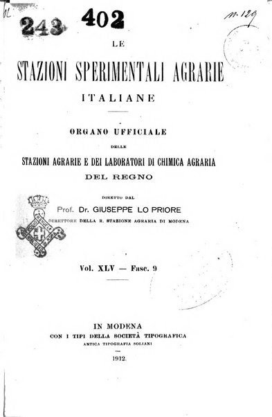 Le stazioni sperimentali agrarie italiane organo delle stazioni agrarie e dei laboratori di chimica agraria del Regno