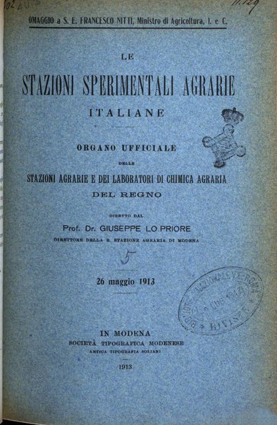 Le stazioni sperimentali agrarie italiane organo delle stazioni agrarie e dei laboratori di chimica agraria del Regno