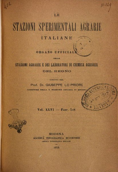 Le stazioni sperimentali agrarie italiane organo delle stazioni agrarie e dei laboratori di chimica agraria del Regno