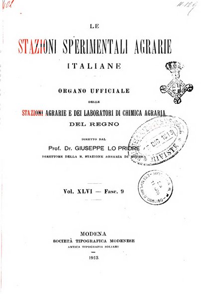 Le stazioni sperimentali agrarie italiane organo delle stazioni agrarie e dei laboratori di chimica agraria del Regno