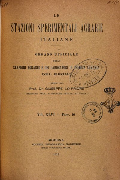 Le stazioni sperimentali agrarie italiane organo delle stazioni agrarie e dei laboratori di chimica agraria del Regno