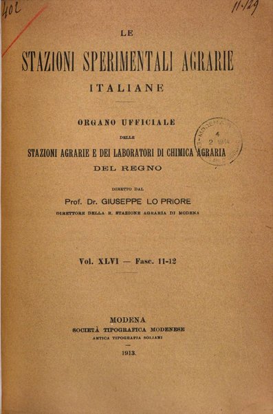 Le stazioni sperimentali agrarie italiane organo delle stazioni agrarie e dei laboratori di chimica agraria del Regno