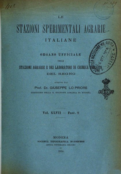 Le stazioni sperimentali agrarie italiane organo delle stazioni agrarie e dei laboratori di chimica agraria del Regno