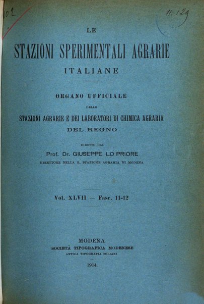 Le stazioni sperimentali agrarie italiane organo delle stazioni agrarie e dei laboratori di chimica agraria del Regno