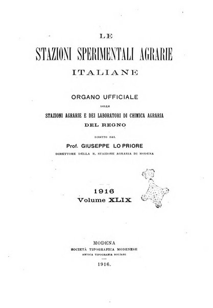 Le stazioni sperimentali agrarie italiane organo delle stazioni agrarie e dei laboratori di chimica agraria del Regno