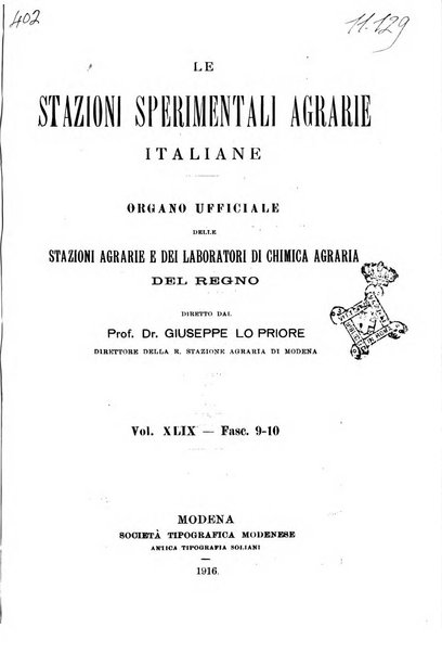 Le stazioni sperimentali agrarie italiane organo delle stazioni agrarie e dei laboratori di chimica agraria del Regno