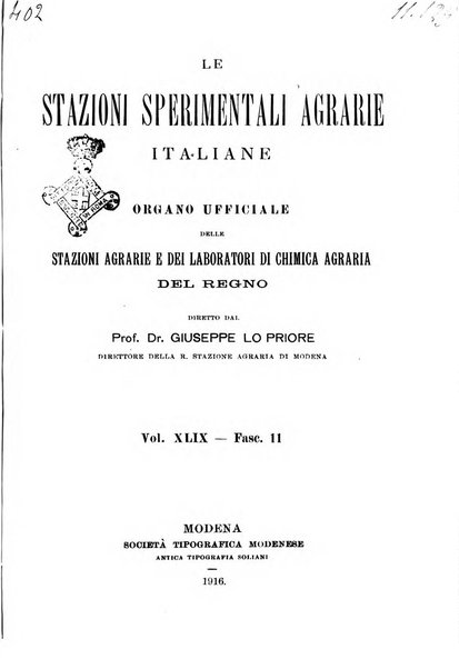 Le stazioni sperimentali agrarie italiane organo delle stazioni agrarie e dei laboratori di chimica agraria del Regno