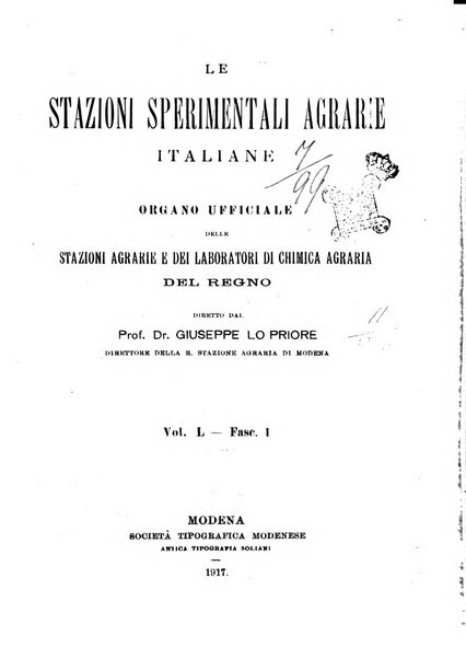 Le stazioni sperimentali agrarie italiane organo delle stazioni agrarie e dei laboratori di chimica agraria del Regno