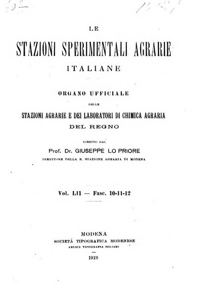 Le stazioni sperimentali agrarie italiane organo delle stazioni agrarie e dei laboratori di chimica agraria del Regno