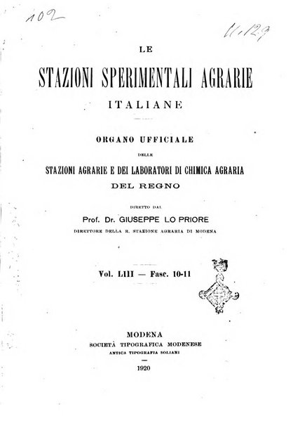 Le stazioni sperimentali agrarie italiane organo delle stazioni agrarie e dei laboratori di chimica agraria del Regno