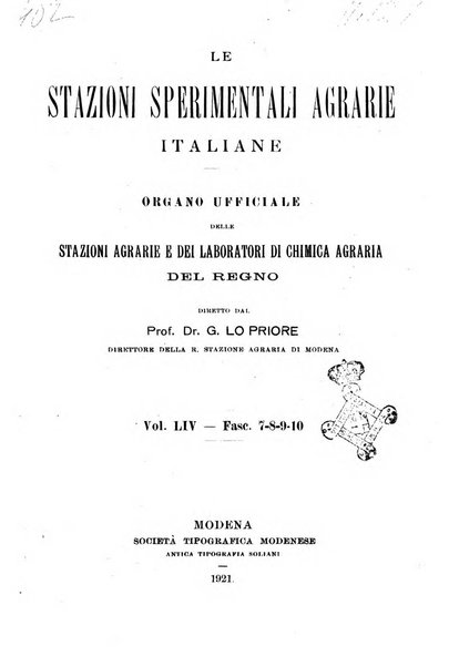 Le stazioni sperimentali agrarie italiane organo delle stazioni agrarie e dei laboratori di chimica agraria del Regno