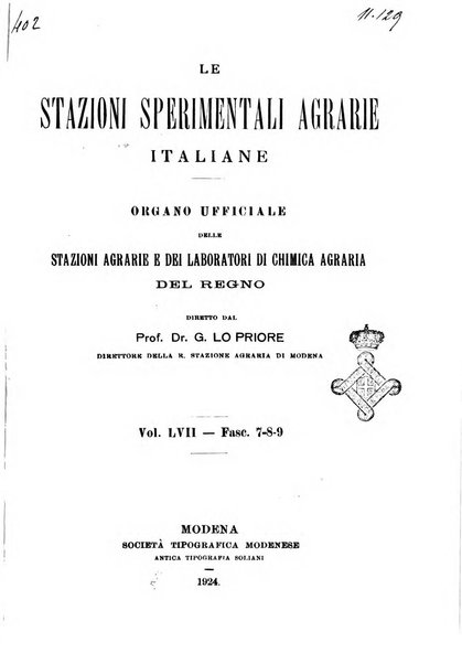 Le stazioni sperimentali agrarie italiane organo delle stazioni agrarie e dei laboratori di chimica agraria del Regno