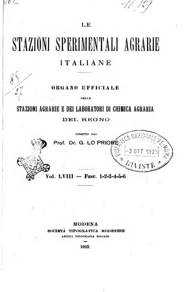 Le stazioni sperimentali agrarie italiane organo delle stazioni agrarie e dei laboratori di chimica agraria del Regno