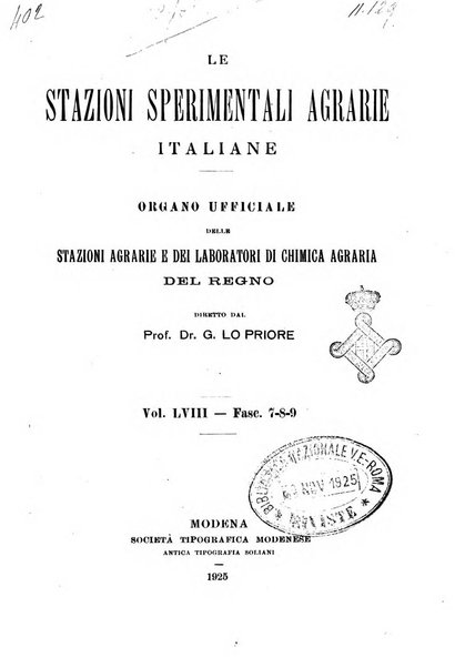 Le stazioni sperimentali agrarie italiane organo delle stazioni agrarie e dei laboratori di chimica agraria del Regno