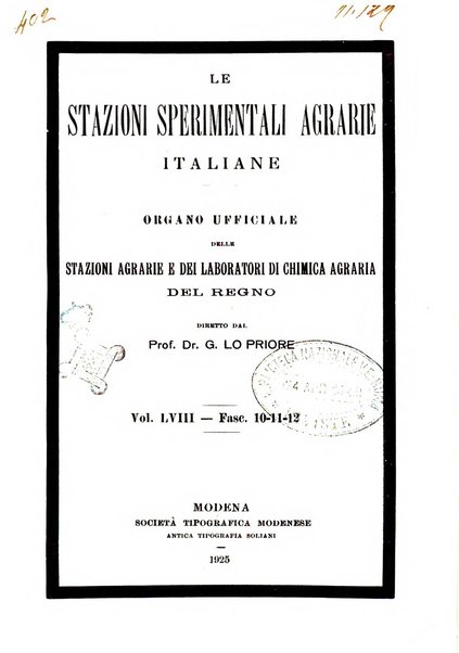 Le stazioni sperimentali agrarie italiane organo delle stazioni agrarie e dei laboratori di chimica agraria del Regno